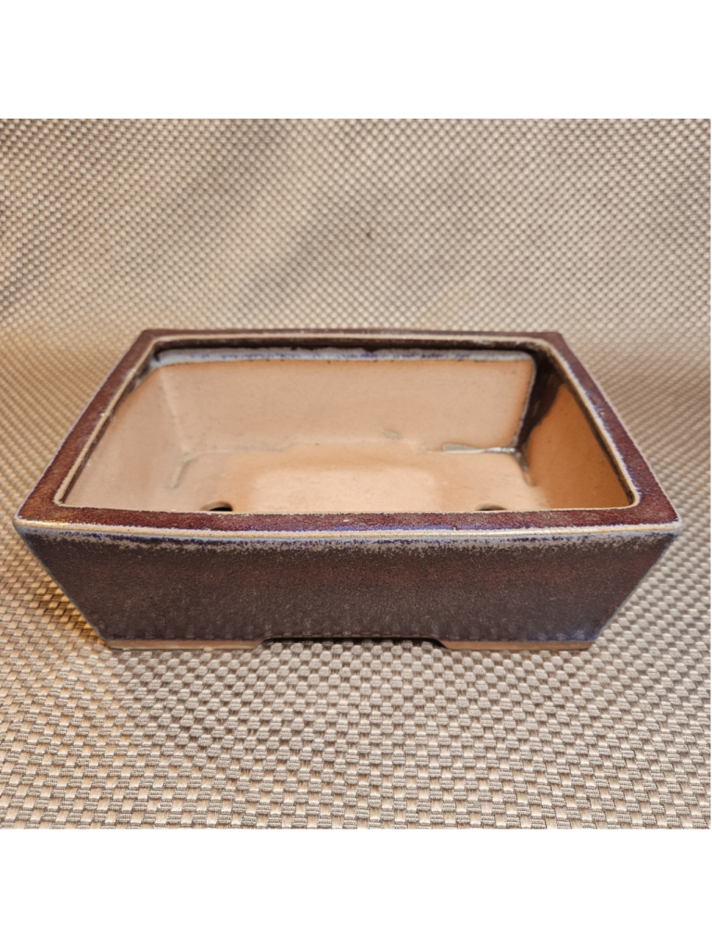 Lotus Bonsai Pot Planter Vintage Very Old 9.5" Brown Blue Beige